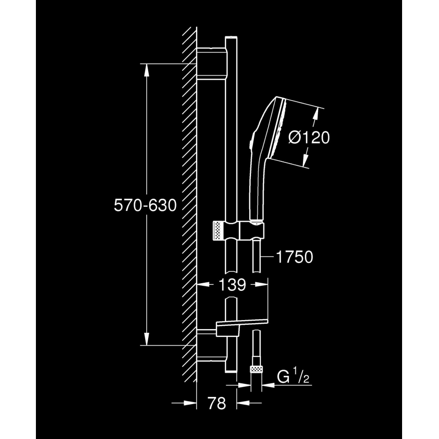 GROHE 134866AL00 - Duschset VITALIO JOY+ 120 mm Graphit