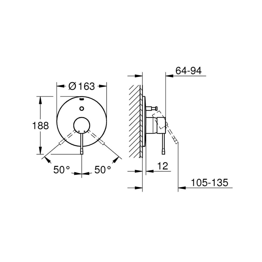 GROHE 19285001 - Miscelatore per vasca da incasso ESSENCE cromo lucido