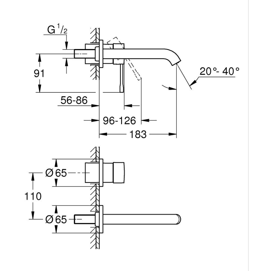 GROHE 19408DC1 - Mitigeur pour lavabo ESSENCE 183 mm en acier inoxydable