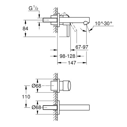 GROHE 19575001 - CONCETTO Miscelatore lavabo a due fori 147 mm, cromo lucido