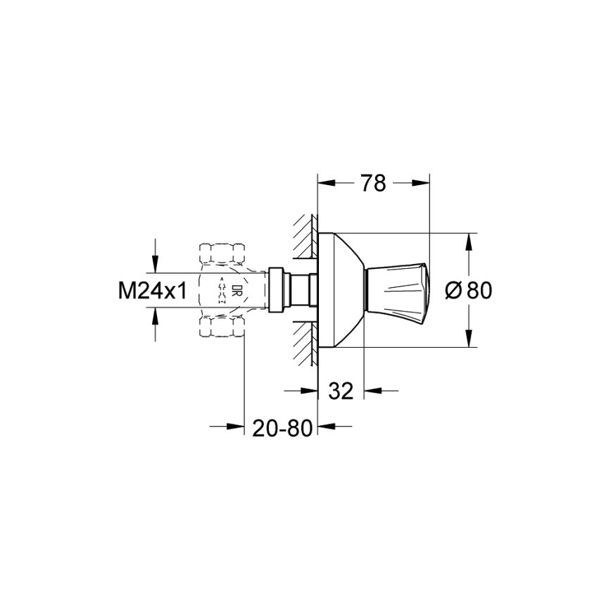 GROHE 19808001 - Bedienteil für Unterputzventil COSTA L, glänzender Chrom