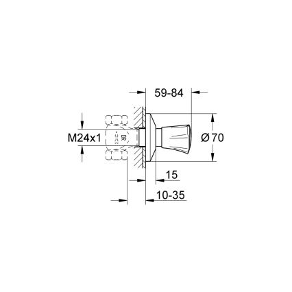 GROHE 19855001 - Élément supérieur pour vanne encastrée COSTA L 10-35 mm, chrome brillant