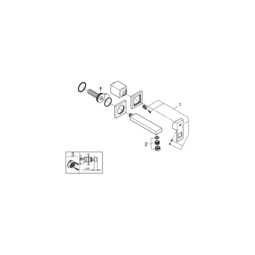 GROHE 19895000 - 2-Loch-Waschtischarmatur EUROCUBE, 171 mm, glänzender Chrom