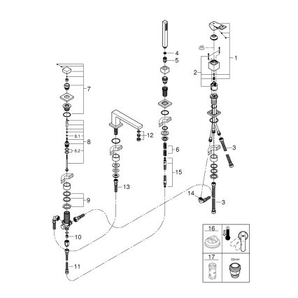 GROHE 19897001 - Miscelatore per vasca a quattro fori EUROCUBE, cromato lucido