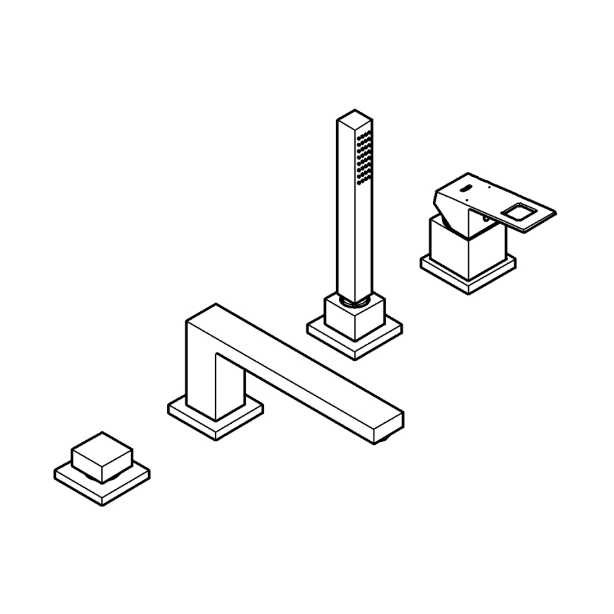 GROHE 19897001 - Miscelatore vasca EUROCUBE a 4 fori, cromo lucido
