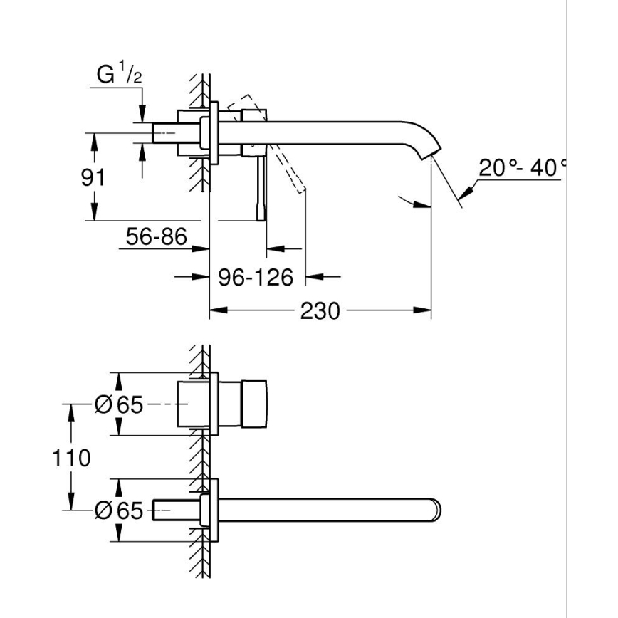 GROHE 19967DL1 - Mitigeur de lavabo à deux trous ESSENCE 230 mm, finition bronze