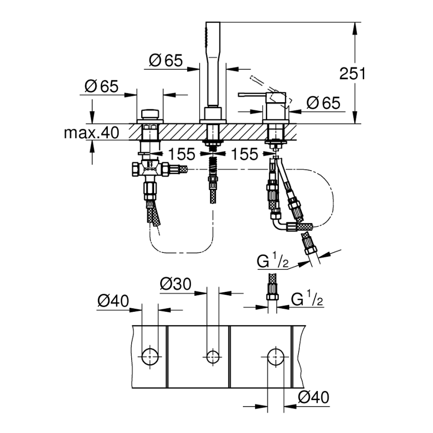 GROHE 19976001 - Combinazione per vasca a 3 fori ESSENCE cromo lucido