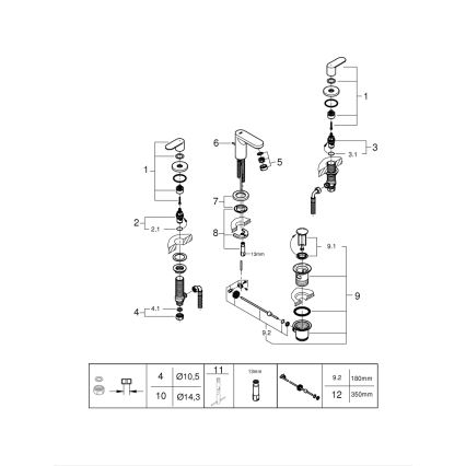 GROHE 20187000-Mitigeur 3 trous pour lavabo EUROSMART COSMOPOLITAN DN 15 chromé