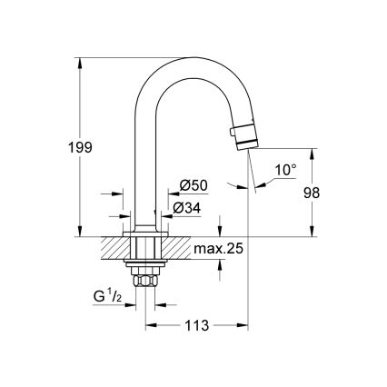 GROHE 20201000 - Rubinetto a colonna UNIVERSAL 113 mm cromo lucido