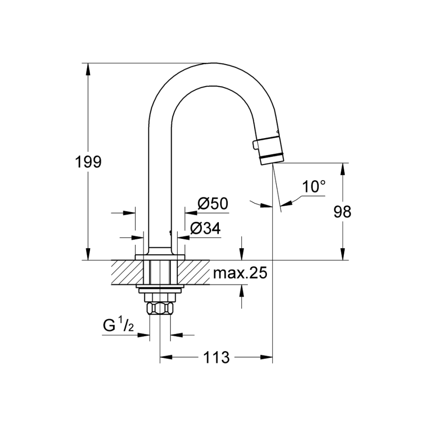 GROHE 20201000 - Rubinetto a colonna UNIVERSAL 113 mm cromo lucido