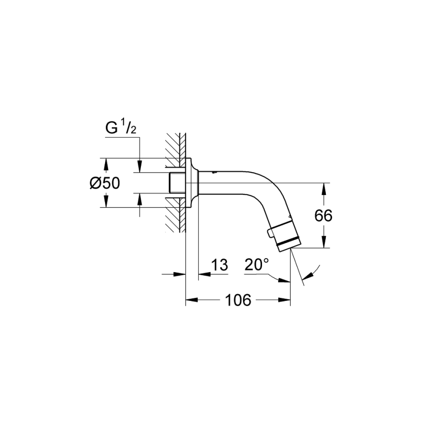 GROHE 20205000 - Valvola da parete UNIVERSAL 106 mm cromo lucido