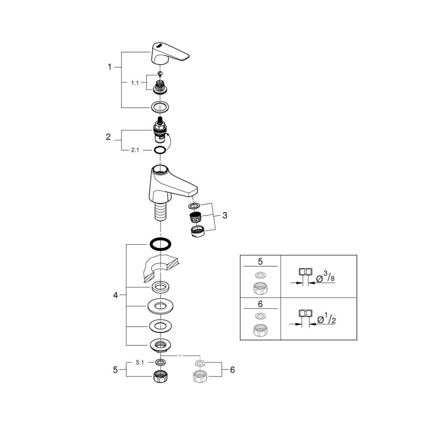 GROHE 20577000 - Valvola da piano START FLOW DN 15, cromo lucido