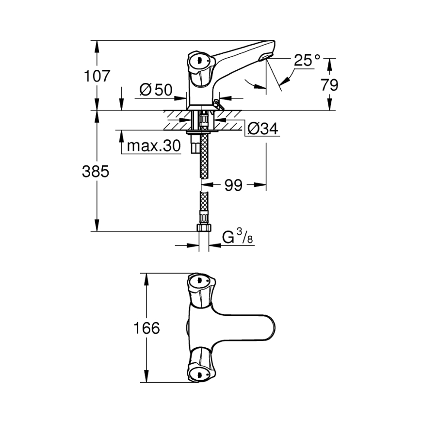 GROHE 21100001 - Waschtischarmatur COSTA L DN 15, Hochglanz-Chrom
