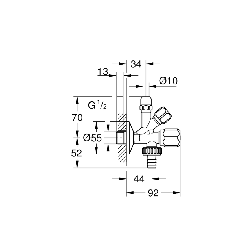 GROHE 22035000 - Robinet d'angle combiné UNIVERSAL DN 15 chromé brillant