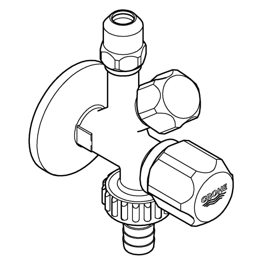 GROHE 22036000 - Robinet d'arrêt d'angle combiné ORIGINAL WAS® DN 15, finition chrome brillant