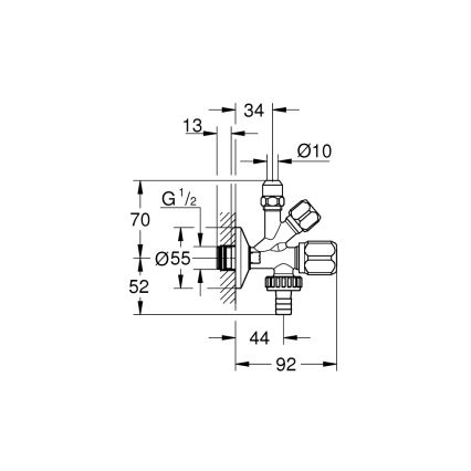 GROHE 22036000 - Robinet d'arrêt d'angle combiné ORIGINAL WAS® DN 15, finition chrome brillant