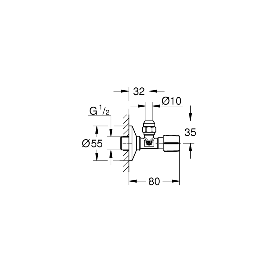 GROHE 22037000 - Eckventil DN 15, glänzender Chrom