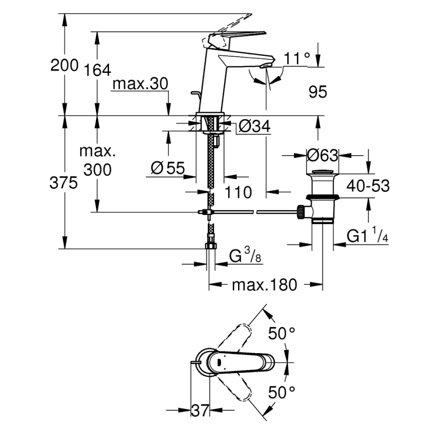 GROHE 23049002 - Miscelatore lavabo EURODISC COSMOPOLITAN, misura S, cromato