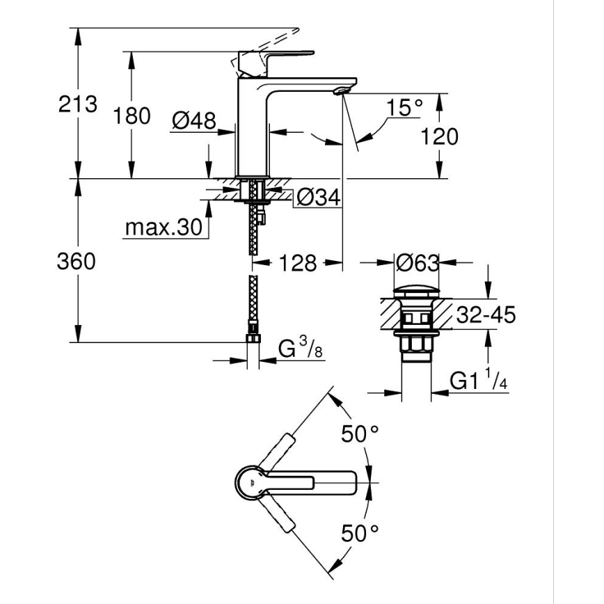 GROHE 23106001 - Waschtischarmatur LINEARE, Größe S, glänzender Chrom