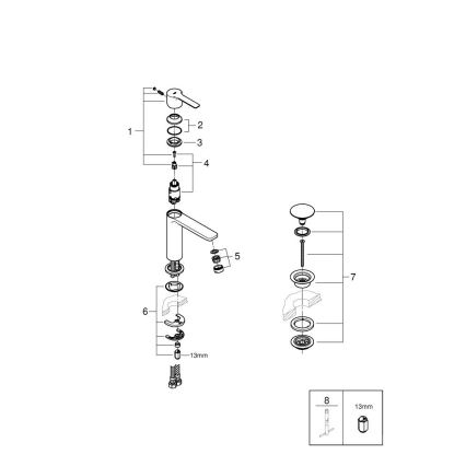 GROHE 23106DC1 - Mitigeur pour lavabo LINEARE DN 15 inox