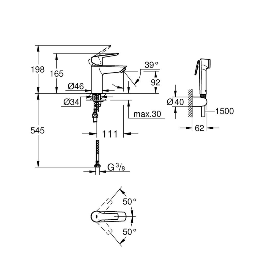GROHE 231232433 - Miscelatore lavabo START DN 15, misura S, nero