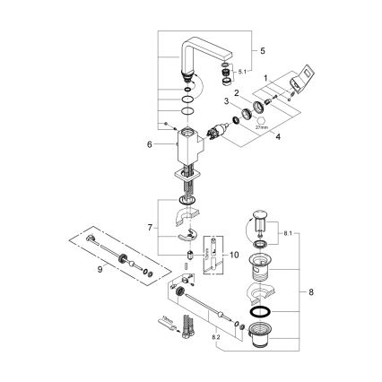 GROHE 23135AL0 - Miscelatore lavabo EUROCUBE misura L, grafite