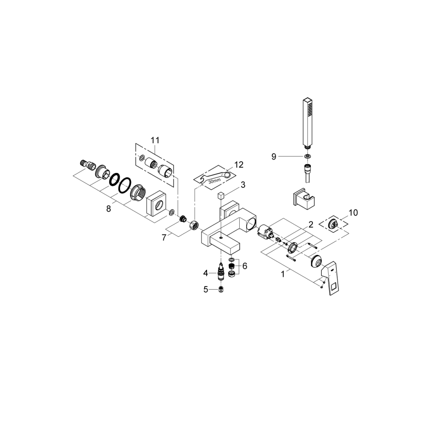 GROHE 23141000 - Wannenarmatur EUROCUBE DN 15, Chrom glänzend