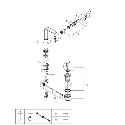 GROHE 23296001 - Miscelatore lavabo LINEARE misura L, cromo lucido