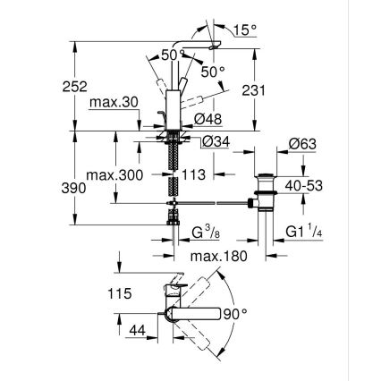 GROHE 23296001 - Mitigeur pour lavabo LINEARE taille L Chrome brillant