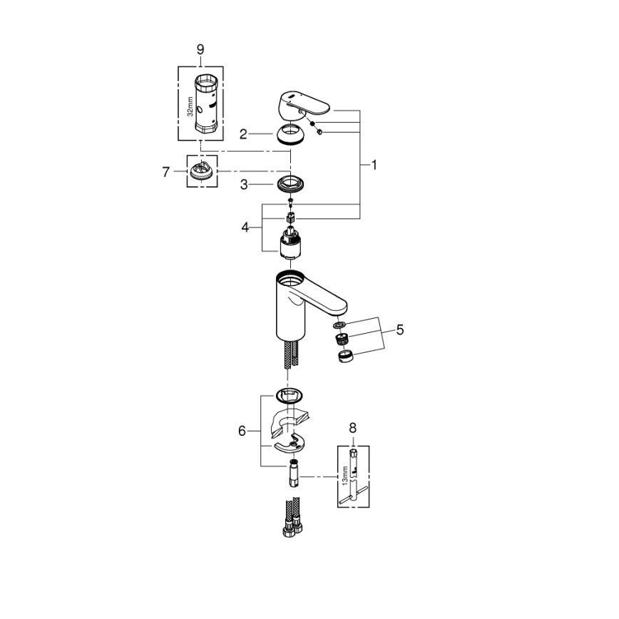 GROHE 23327000 - EUROSMART COSMOPOLITAN DN 15 basin mixer, dimensione M, cromo