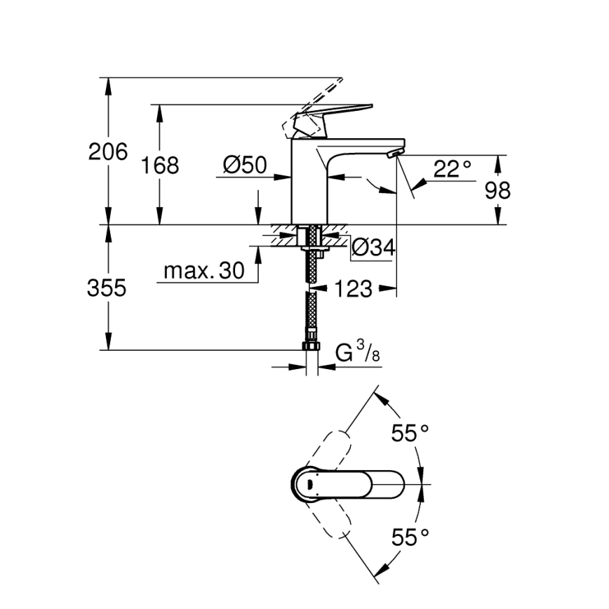 GROHE 23327000 - Miscelatore per lavabo EUROSMART COSMOPOLITAN DN 15, taglia M, finitura cromata