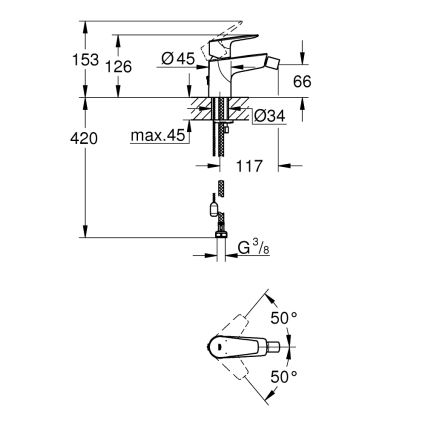 GROHE 23332001 - Miscelatore per bidet BAUEDGE taglia S cromo lucido