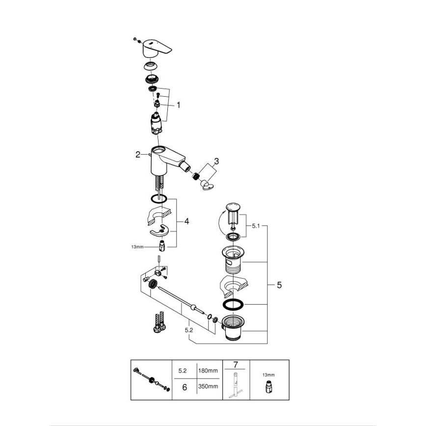 GROHE 23345001 - Bidetarmatur START EDGE, glänzender Chrom