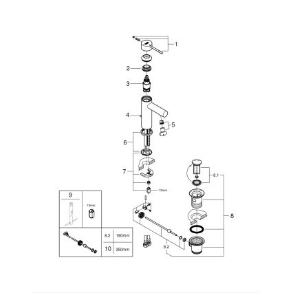 GROHE 23379001 - Mitigeur de lavabo ESSENCE, chrome brillant