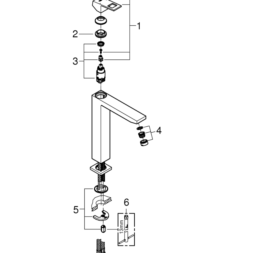 GROHE 23406AL0 - Miscelatore lavabo EUROCUBE XL, grafite