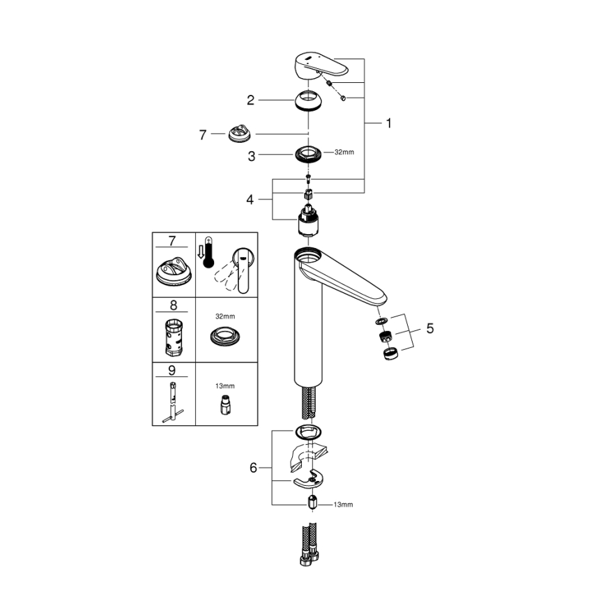 GROHE 23432000 - Mitigeur pour lavabo EURODISC COSMOPOLITAN, taille XL, finition chrome