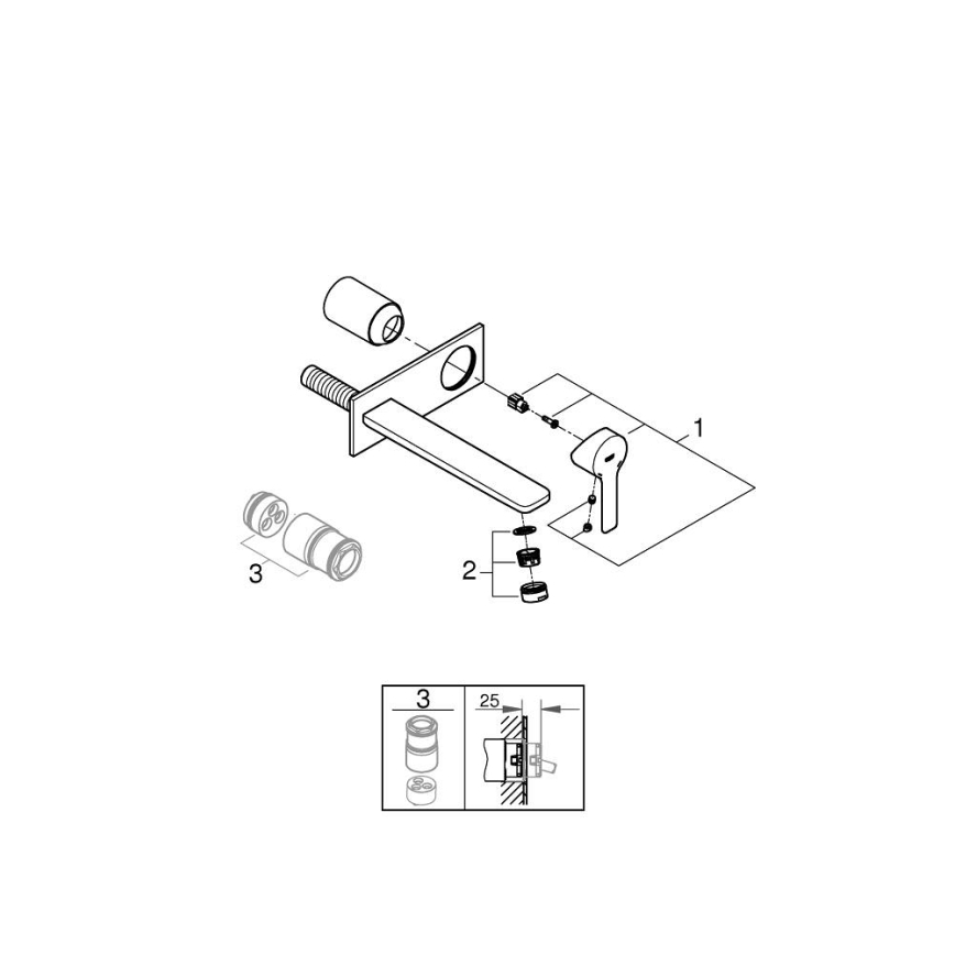 GROHE 23444AL1 - Waschtischarmatur für Unterputzmontage LINEARE 207 mm Graphit