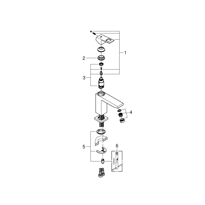 GROHE 23446000 - Waschtischarmatur EUROCUBE DN 15, glänzender Chrom