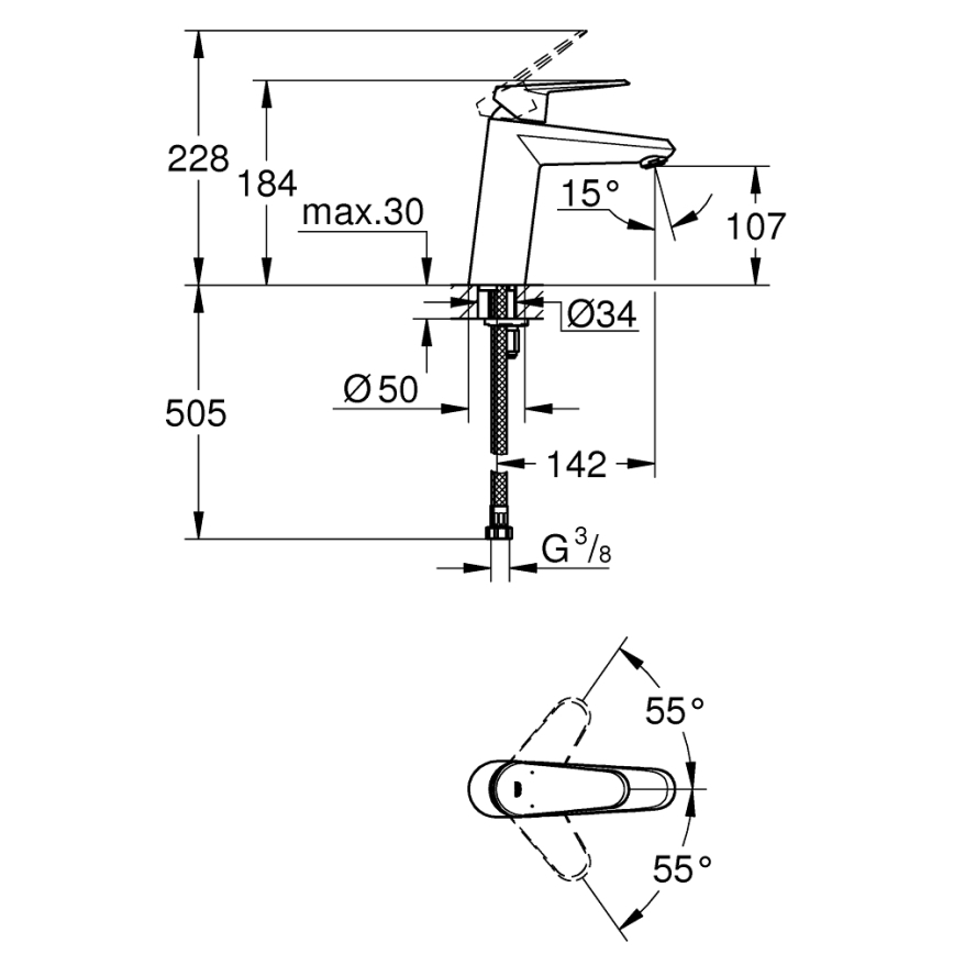 GROHE 23449002 - Mitigeur pour lavabo EURODISC COSMOPOLITAN taille M chromé