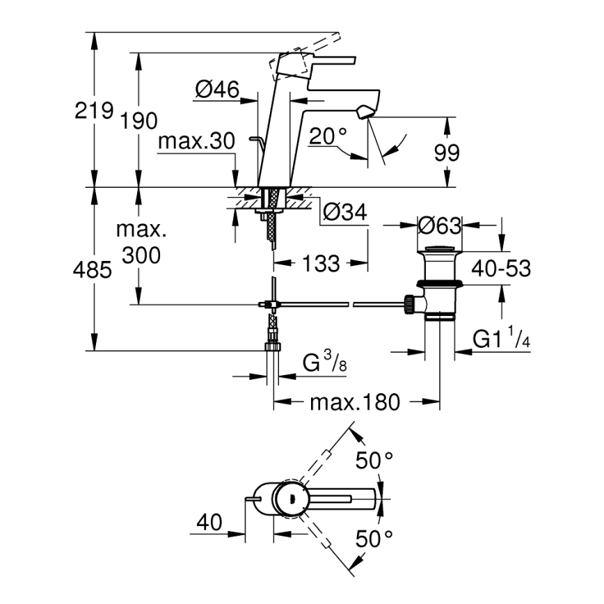 GROHE 23450001 - Mitigeur pour lavabo CONCETTO M chromé brillant