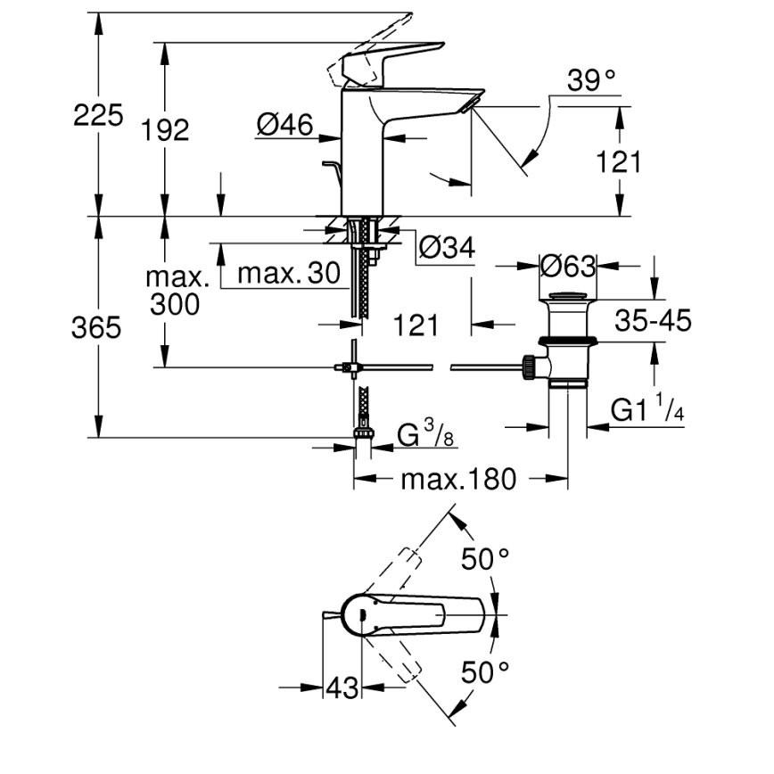 GROHE 234552432 - START Miscelatore lavabo 192 mm, nero