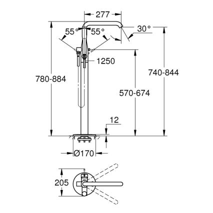 GROHE 23491GN1 - Miscelatore per vasca ESSENCE 277 mm, oro