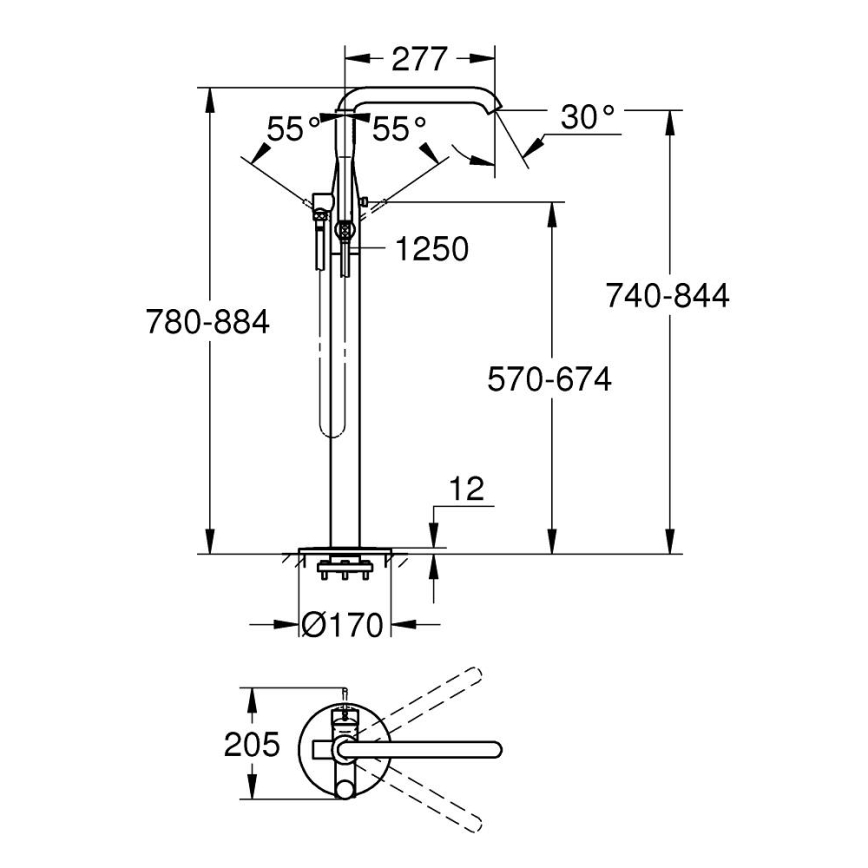 GROHE 23491GN1 - Mitigeur de baignoire ESSENCE 277 mm, doré