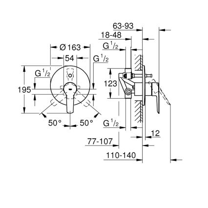 GROHE 23558002 - Badewannenarmatur START, glänzender Chrom