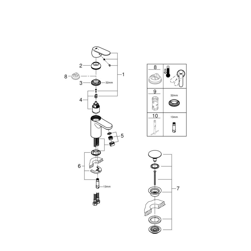 GROHE 23586LS0 - Mitigeur pour lavabo GET, taille S, blanc