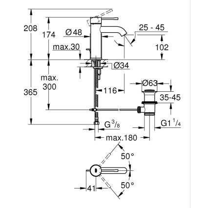 GROHE 23589AL1 - Mitigeur pour lavabo ESSENCE taille S graphite