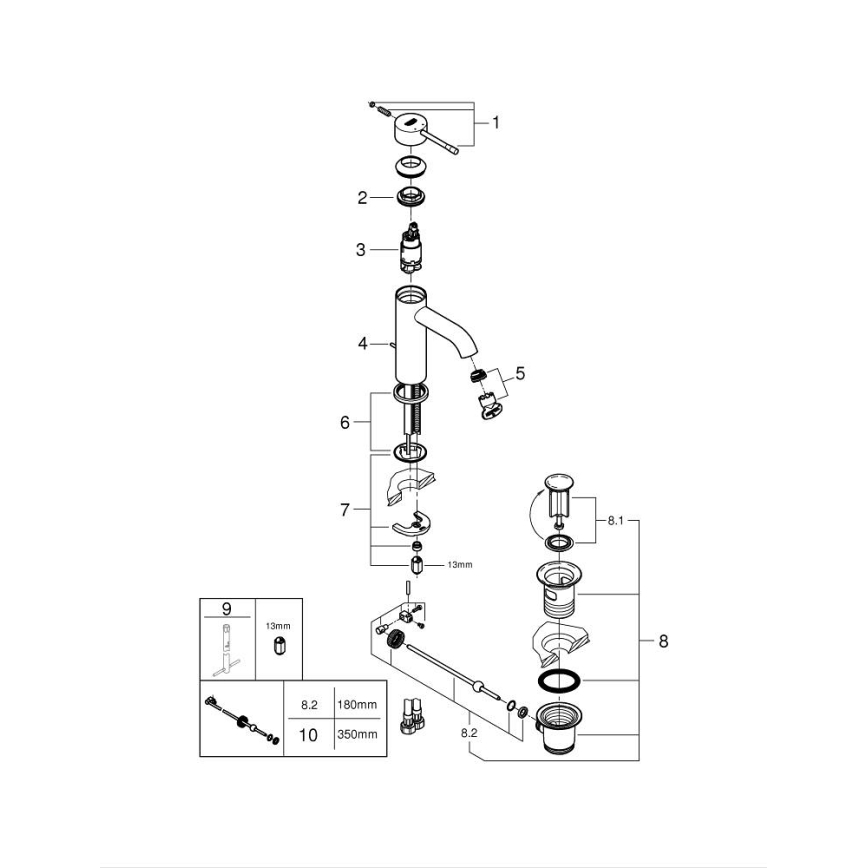 GROHE 23589GL1 - Miscelatore per lavabo ESSENCE DN 15, finitura oro