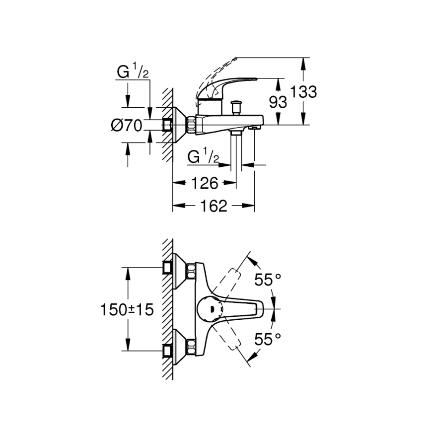 GROHE 23599000 - Miscelatore per vasca da bagno EUROSMART DN 15, cromo lucido