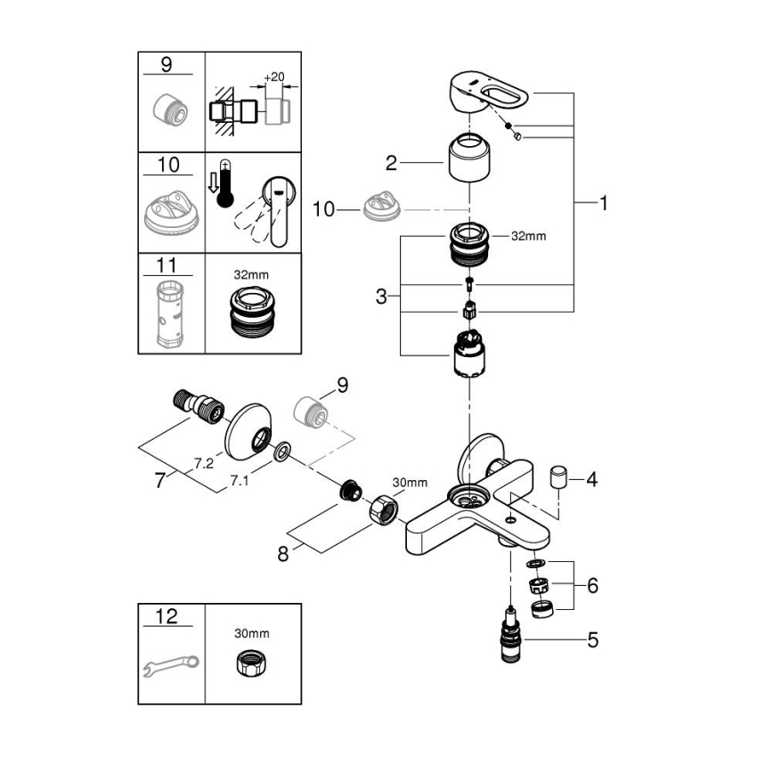 GROHE 23603000 - Miscelatore per vasca BAULOOP DN 15, finitura cromata lucida
