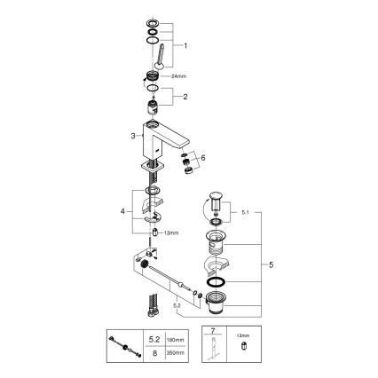 GROHE 23657000 - Miscelatore per lavabo EUROCUBE JOY, misura M, cromo lucido
